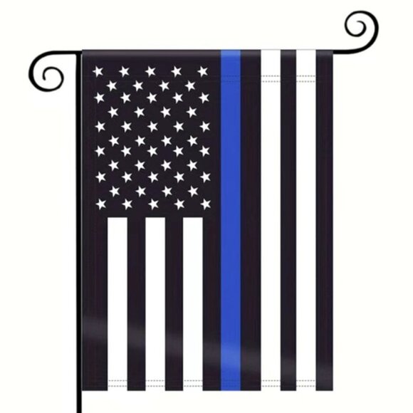 Flag US Thin Blue Line Thin Patriotic Yard Lawn Garden Outdoor Indoor Blue Black - Picture 1 of 16